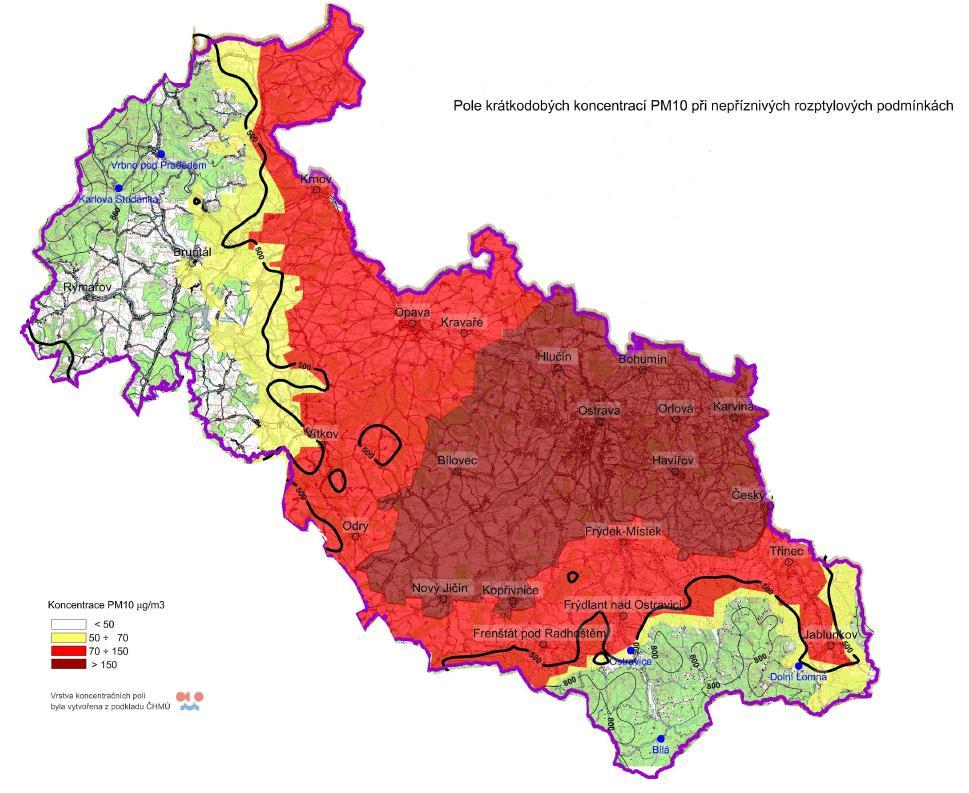 Čistá oblast a smog Imisní model/