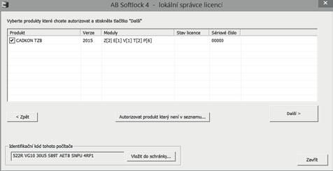 Po instalaci se vytvoří ve složce Start (Windows) > Programy > AB Studio > Autorizace a správa licencí > Autorizace SoftLock. UPOZORNĚNÍ: Pokud neprovádíte instalaci z instalačního DVD-ROM, např.