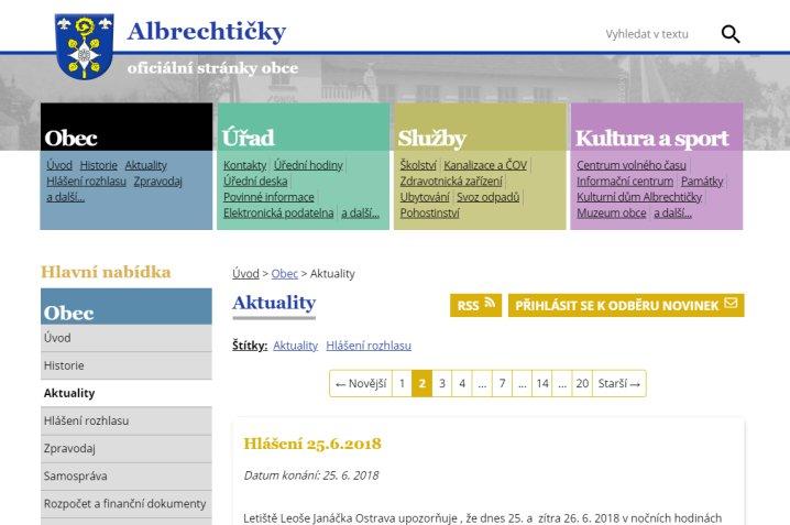 Web obce - odbìr aktualit Pøipomínáme obèanùm, e pro svou lepí informovanost o dìní v obci se mohou pøihlásit k elektronickému zasílání aktualit na svou e-mailovou adresu.
