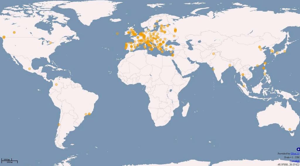 Evropský kontext EGI produkční gridová infrastruktura Základní údaje cca 300 míst v 50-ti zemích 330 000