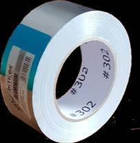 302 Anticor Hliníková, samolepící těsnicí a maskující páska Čistá hliníková fólie žíhaná na měkko, transparentní akrylátové lepidlo, přeložka: bílý silikonový papír.
