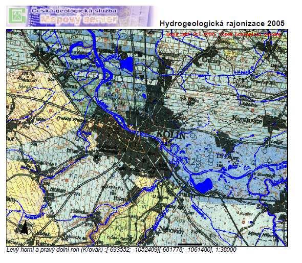 Výřez hydrogeologické mapy je
