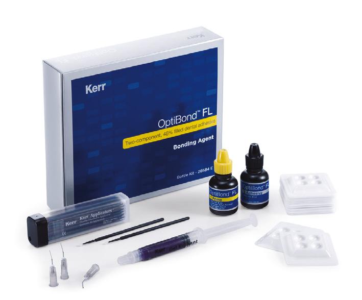 Etchant, 10 aplikační kanyla, 25 míchací miska, 50 microbrush Vertise Flow příjemná konzistence a nízké objemové smrštění (2,79 %) díky své vysoké radiopacitě (325 %) snadno patrný na