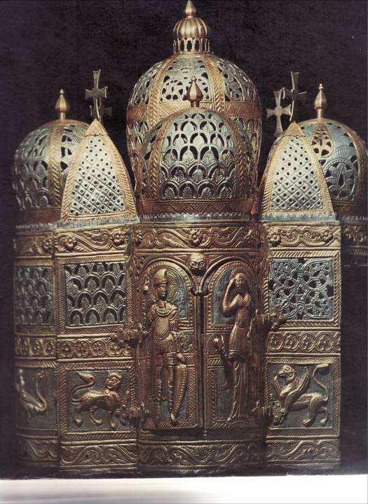 Kadidelnice nebo relikviář ve tvaru byzantského chrámu (původní Hagia