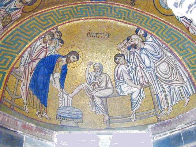 Niptér (Kristus myje nohy apoštolům), mosaika