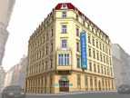 Hotel je osmipodlažní stavbou, která ve svém objemu přísně dodržuje hmotové limity daného území.