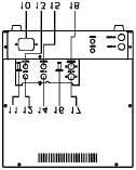 Zadní panel 10 Napájecí konektor 11 Prepínac impedance : 75O nebo vysoká impedance 12 Video vstup : 1 x BNC konektor 13 Video výstup : 1 x BNC konektor (pro video smycku) 14 Audio vstup : 1 x RCA