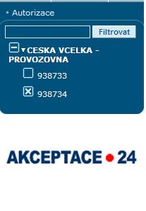 V levé části obrazovky, pod záložkou Nástěnka se zobrazují informace o provozovnách a terminálech přidělených oprávněnému uživateli aplikace P24 modul POS.