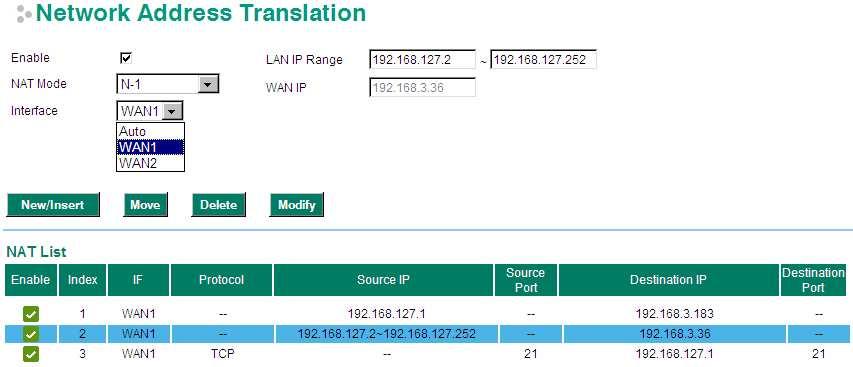 Konfigurace NAT N-1N Internet 192.168.3.