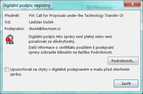 Falešný poplach MS Outlook 2010