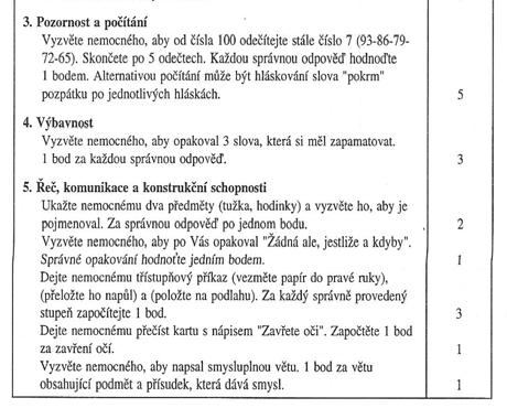 Hodnocení kognitivních funkcí MMSE - Mini Mental State