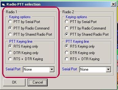 7 2.2 Nastavení PTT V datovém okně zvukové karty, zvolte Nastavení a klikněte na Nastavení PTT Radia a nastavte požadované parametry portu.