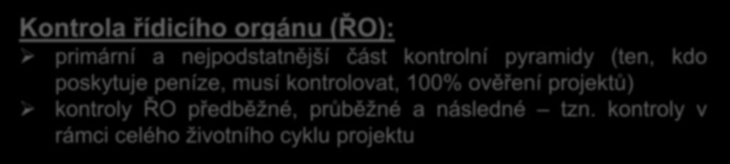 kontroly v rámci celého životního cyklu projektu Audit Auditního orgánu (AO): poté, co ze strany Platebního a