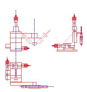 Pro tvorbu scaffoldu z fibrinového gelu pomocí mikrodispensoru byl zkonstruován speciální přípravek umožňující uchopení dvou trysek v úhlu 45 a jejich polohováni v osách X,Y,Z.