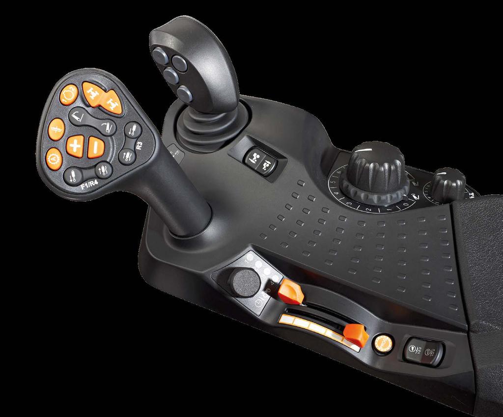 B A A Multicontroller B Joystick čelního nakladače C Přepínač