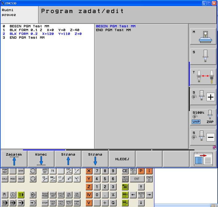 kde vyberiete SEKCE + PROGRAMU. Obrazovka sa vam rozdelila. 7. A mozete pokracovat v tvorbe PGM.