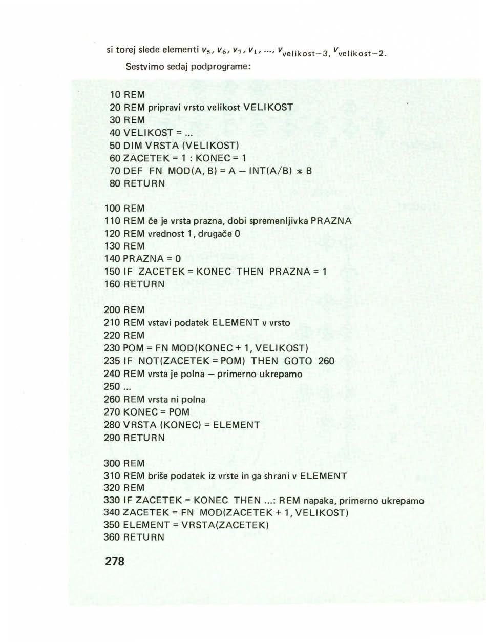 si to rej slede element i Vs, V6, V7 ' V I,. _, Vvel iko st-3, Vvel ikost-2.