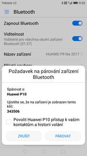 29 z 34 Zapnutí Bluetooth a párování zařízení ikonu Nastavení. Vyberete možnost Bluetooth. 3. Bluetooth zapnete/vypnete stisknutím vypínače na konci řádku Zapnout Bluetooth.