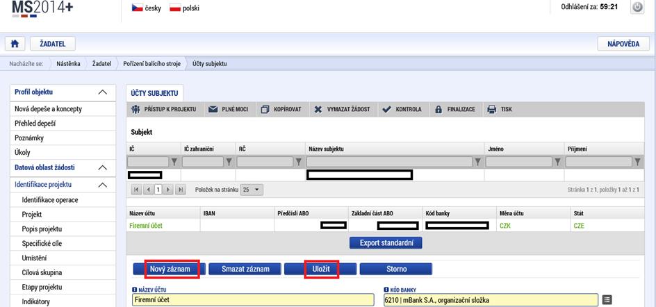 1.4.11 Účty subjektu 1.4.12 Účetní období Na záložce Účetní