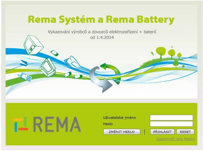 Jak se dostat do systému výkaznictví Odkaz na systém výkaznictví najdete přímo na stránkách www.remasystem.cz/ V obrázku, který se Vám otevře, kliknete na zelený banner zcela vlevo.