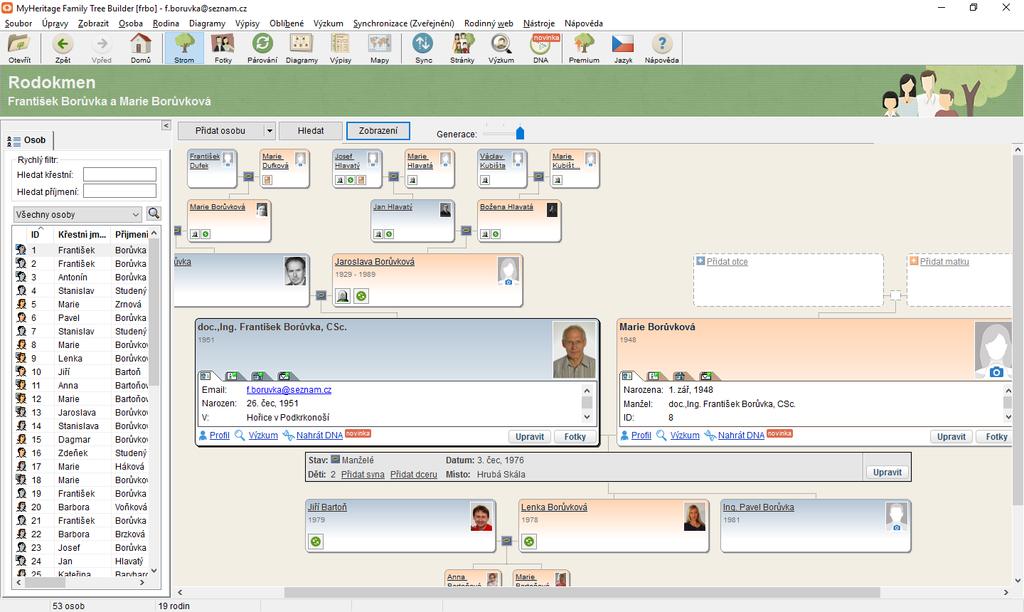 Family tree builder Podobné prostředí i funkce jako Ancestry Instalační soubory lze