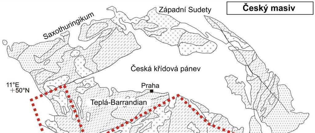 Obr. 9 Geologická mapa Českého masivu.
