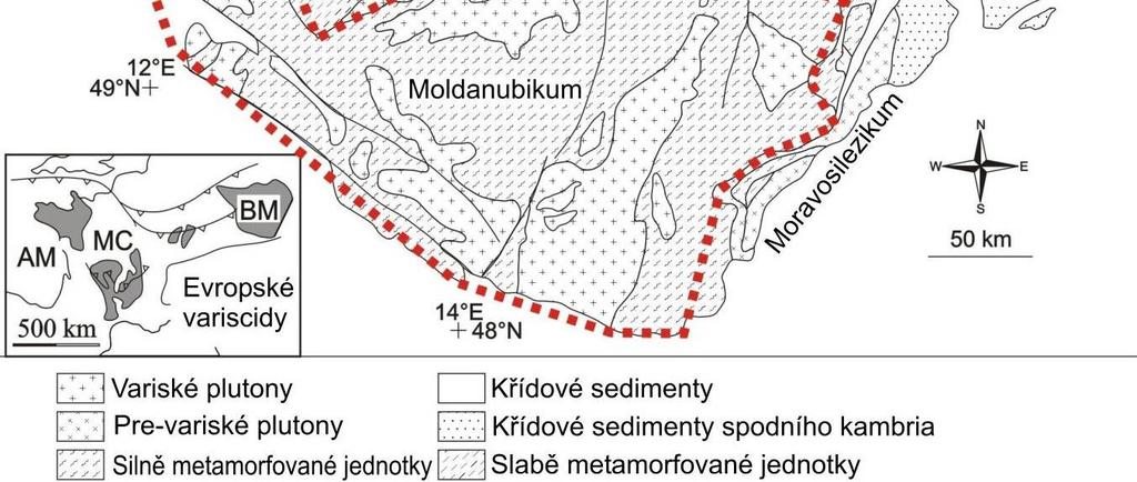 Obr. 10) - Středočeského plutonického komplexu, který intrudoval do hornin