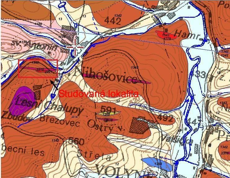 21 Strukturní skica žíly syenitového porfyru z lokality