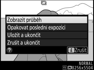 Použití tlačítka i Níže uvedené možnosti lze zpřístupnit stisknutím tlačítka K během vícenásobné expozice a poté stisknutím tlačítka i.