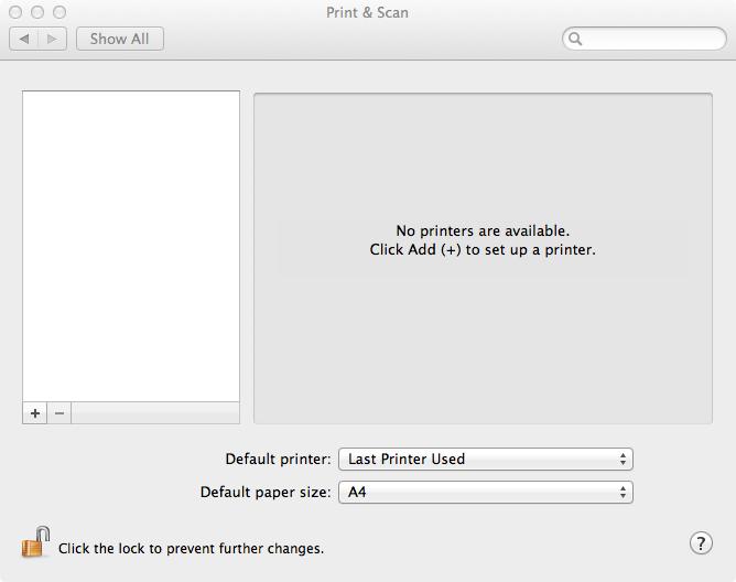 Pro Mac OSX Operační systém Mac OS X 10.7 nebo vyšší Přidat tiskárnu 1 Ujistěte se, že jsou přístroj i počítač zapnuté a připojené.