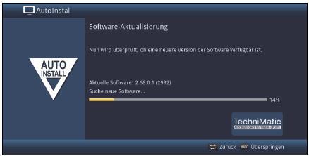 Aktualizace software Nyní přezkouší digitální přijímač, je-li pro přístroj k dispozici nový software. Když nový software k dispozici je, můžete automaticky provést aktualizaci software.