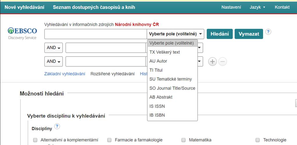 Pkrčilé vyhledávání a využití Mžnstí vyhledávání Pr pkrčilé vyhledávání s mžnstmi vyhledávání: 1. Zvlte Pkrčilé vyhledávání (Advanced Search) pd vyhledávacím plem. 2.