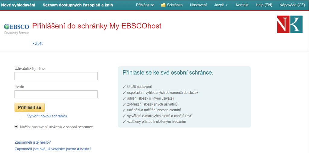 Osbní schránka My EBSCOhst Osbní schránka My EBSCOhst Vám umžní jednduchu správu vyhledaných infrmačních pramenů ve vlastních definvatelných slžkách.