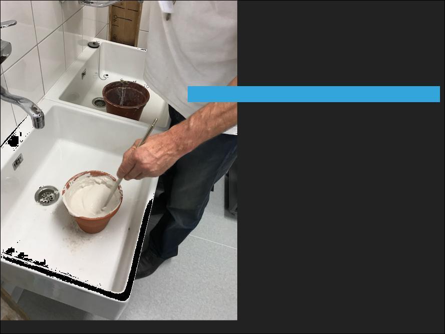 WE STARTED BY MIXING PLASTER