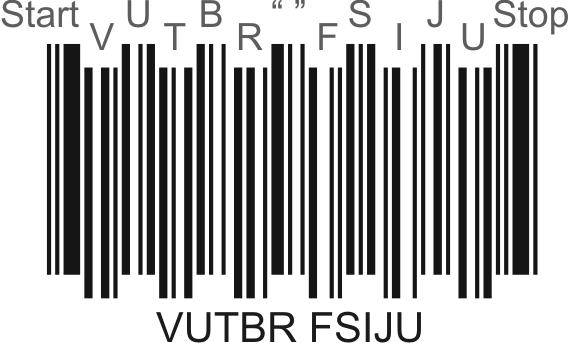 Strana 33 Obr. 5.5 Čárový kód Code 93 5.1.9 Code 93 Full ASCII Rozšířený kód Code 93 umožňuje pracovat s úplnou tabulkou ASCII znaků.