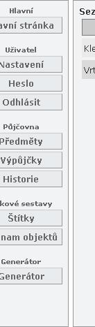 Strana 64 - neukončí výpůjčku a vrátí se na seznam výpůjček 8.3.8 Seznam výpůjček Seznam aktuálních vypůjčených předmětů uživatele. Obr. 8.22 Klient IS seznam aktivních výpůjček Ovládací prvky: - editace výpůjčky viz 8.