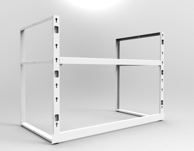 HON má moduly skříní 40 a 80 cm, byla navržena hloubka stolu 80 cm. Materiálové řešení: dřevotřísková deska laminovaná tl.18mm, stolová deska má tl. 25 mm, aby bylo zajištěno, že nedojde k průhybu.