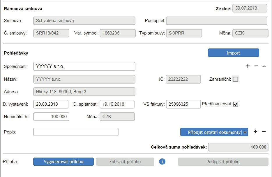 TIP! dokumenty ke každé pohledávce přikládejte v jednom dokumentu.