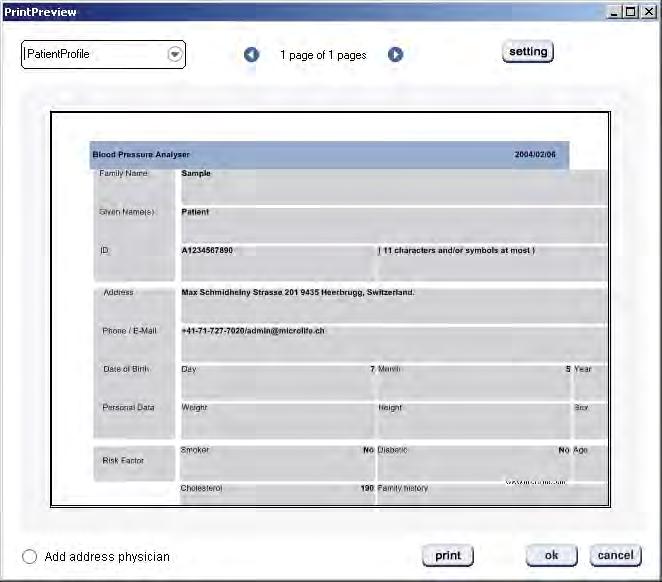 Programové tlačítka Tlačítka základních funkcí Následující funkční tlačítka jsou přístupné po celou dobu práce s programem. Uložit (save) slouží k uložení údajů o pacientovi.