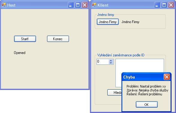 Výukové lekce Windows Communication Foundation Obrázek 16: Detilnější výpis chyby služby na straně klienta pomocí generické FaultException<T> 3.8.