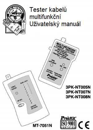 Děkujeme, že jste si pořídili tento multifunkční tester kabelů Tento přístroj může automaticky kontrolovat