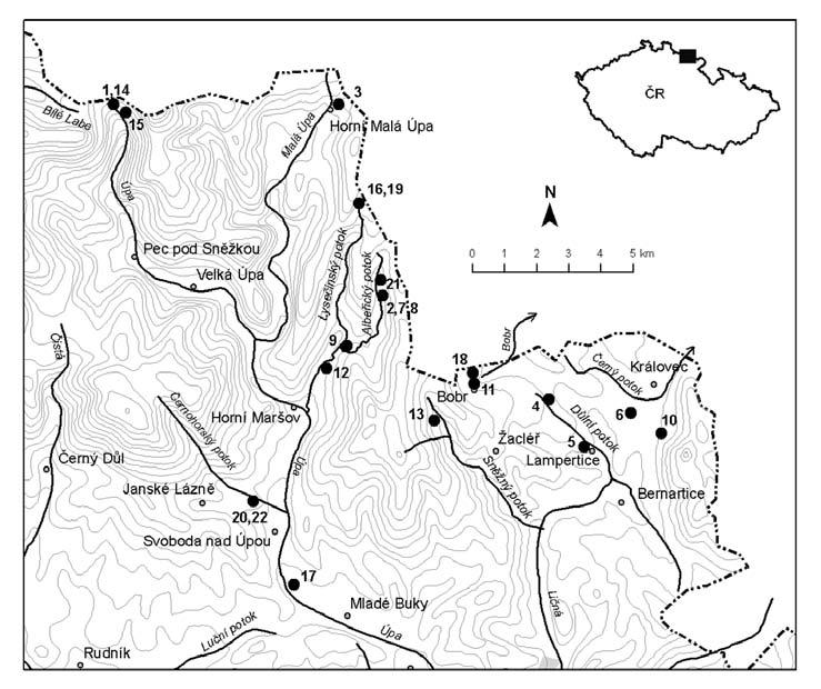 19. poslední dekáda září 2004 Horní Lysečiny (čp. 38 u Lysečinské boudy: 960 m n. m.), chyceny 2 ex. (L. KOBELKA in verb.). 20. 20. 10.