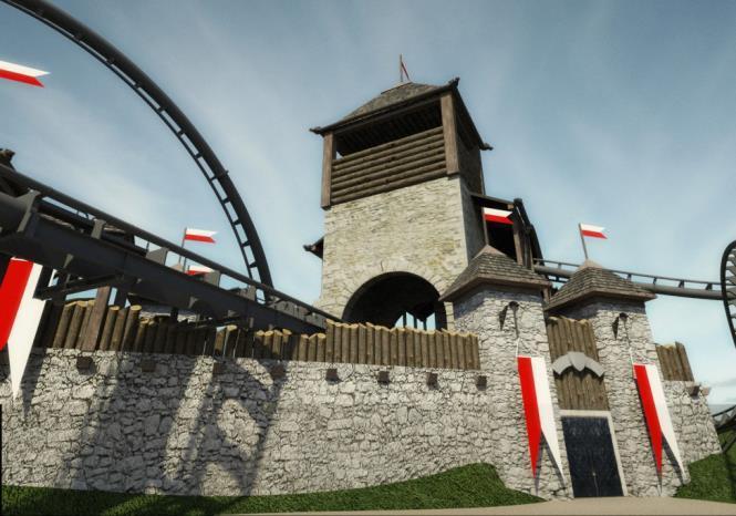 EUR Dokončenie horskej dráhy Lech Coaster Nové vstupné brány a budovy s pokladňami, obchodmi Výmena
