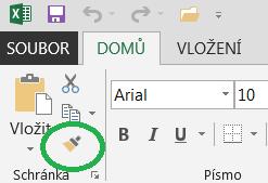 Pokud chcete sjednotit formátování písma, použijte štěteček, nejdříve označte buňku, podle které by měla vypadat, kliknete