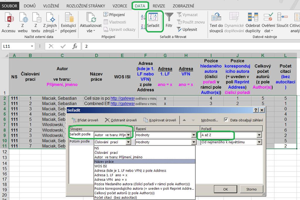 (Microsoft excel 2013, v jiných verzích může vypadat trochu