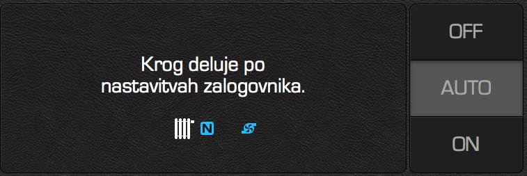 4.1.4.1. Direktni krogi Če je krog direkten nimamo možnosti nastavljanja želene temperature ter odmikov od nje, pač pa lahko le izklopimo in vklopimo krog.