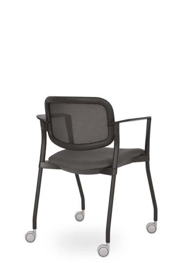 Židle MORGAN nabízí řadu volitelných doplňků, mezi které patří područky, čalouněný panel sedáku a opěráku.