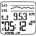 Pace / Speed *: Frekvence kroku / dosavadní délka záznamu ( stopky ) Dosud absolvovaná vzdálenost Tempo (rychlost) podle nastavení (viz. kapitola SETTINGS) V.