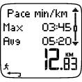 Obrazovka TimeInZone se objeví jen po použití zón TF (tempa, rychlosti) při měření a obsahuje: Above = čas záznamu strávený nad horním limitem zóny Below = čas záznamu strávený pod spodním limitem