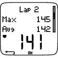 maximální TF Další obrazovka Lap X (Speed / Pace) se objeví jen po měření se snímačem rychlosti a obsahuje: průměrnou rychlost (tempo) úseku rychlost (tempo) změřenou na konci úseku mezi údaji